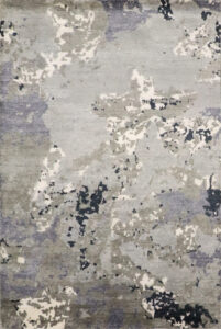 5’11″x9’2″ Contemporary Blue, Gray, & Silver Wool & Silk Hand-Knotted Rug
