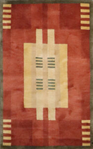 3’1″x5’1″ Tibet Contemporary Rust, Tan, & Green Wool Hand-Knotted Rug