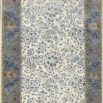 2’7″x4’11″ Transitional Ivory & Blue Wool & Silk Hand-Knotted Rug