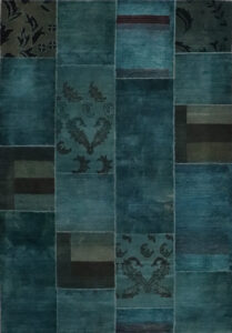 6’2″x8’11″ Transitional Blue, & Green Wool Hand-Knotted Rug
