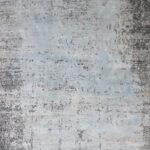7’10″x9’11″ Modern Silver & Light Blue Wool & Silk Hand-Knotted Rug