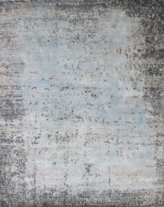 7’10″x9’11″ Modern Silver & Light Blue Wool & Silk Hand-Knotted Rug