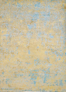 6’1″x8’8″ Contemporary Blue, Yellow, & Gold Wool & Silk Hand-Knotted Rug