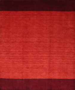 8’1″x9’10″ Modern Velvet, Rust, & Orange Wool Hand-Knotted Rug