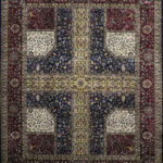 8’1″x10’2″ Traditional Cream, Rust, & Navy Wool Hand-Knotted Rug