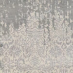 6’x8’10″ Transitional Cream, Gray, & Silver Wool & Silk Hand-Knotted Rug - Image 2