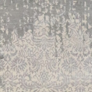 6’x8’10″ Transitional Cream, Gray, & Silver Wool & Silk Hand-Knotted Rug