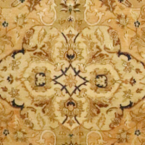8’1″x9’10″ Transitional Gold, Cream, & Royal Blue Wool & Silk Hand-Knotted Rug