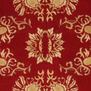 8’1″x10’1″ Aubusson Red, Cream, & Gray Wool & Silk Hand-Knotted Rug