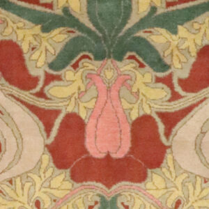 7’8″x9’11″ William Morris Green & Red Wool Hand-Knotted Rug