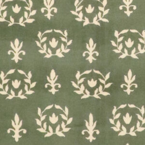 8’x10’ Aubusson Green & Tan Wool Hand-Knotted Rug