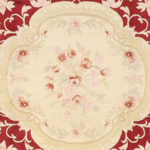 8’x10’ Aubusson Red Wool Hand-Knotted Rug