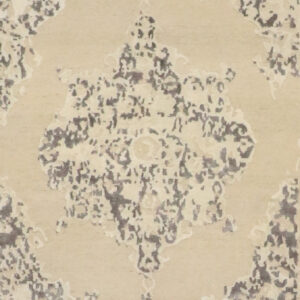 6’x8’ Transitional Cream & Steel Wool & Silk Hand-Knotted Rug
