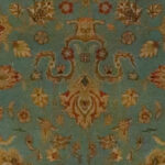6’1″x8’9″ Traditional Blue, Gold, & Rust Wool Hand-Knotted Rug - Image 2