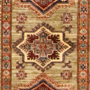 2’9″x8’9″ Traditional Blue, Rust, & Multi-colored Wool Hand-Knotted Rug