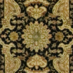 3’1″x5’2″ Traditional Black & Gold Wool & Silk Hand-Knotted Rug - Image 2
