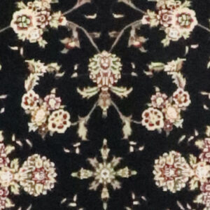 3’x5’ Traditional Black & Vanilla Wool & Silk Hand-Knotted Rug