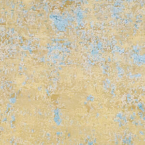 6’1″x8’8″ Contemporary Blue, Yellow, & Gold Wool & Silk Hand-Knotted Rug