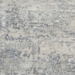 8’1″x9’10″ Contemporary Gray & Cream Wool & Silk Hand-Knotted Rug