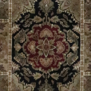 7’11″x10’ Traditional Black, Rust, & Tan Wool Hand-Knotted Rug