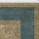 6’2″x8’9″ Transitional Dark Green & Cream Wool Hand-Knotted Rug - Image 3