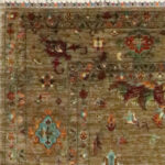7'3”x10’ Transitional Green, Brown & Multi-colored Wool Hand-Knotted Rug - Image 3