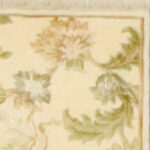 3’x5’ Decorative Cream & Green Wool & Silk Hand-Knotted Rug - Image 3