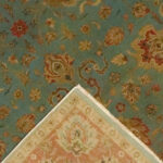 6’1″x8’9″ Traditional Blue, Gold, & Rust Wool Hand-Knotted Rug - Image 4