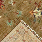 7'3”x10’ Transitional Green, Brown & Multi-colored Wool Hand-Knotted Rug - Image 4