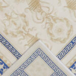 8’x9’10″ Transitional Royal Blue & Cream Wool & Silk Hand-Knotted Rug - Image 4