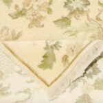 3’x5’ Decorative Cream & Green Wool & Silk Hand-Knotted Rug - Image 5