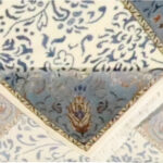 2’7″x4’11″ Transitional Ivory & Blue Wool & Silk Hand-Knotted Rug - Image 5